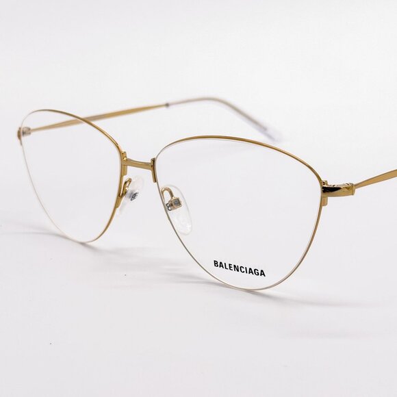 NEW BALENCIAGA EYEGLASSES BB0034O 003 CAT EYE GOLD WOMEN EYEWEAR BALENCIAGA - Picture 5 of 8